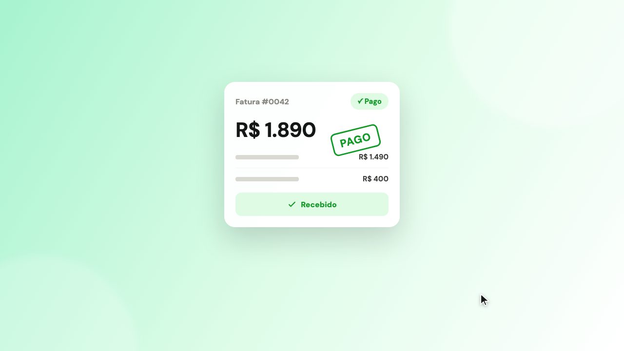 Prévia do plugin-financial como o cliente vê