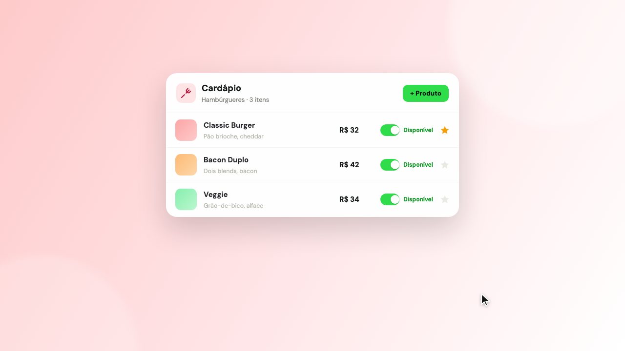 Prévia do plugin-menu como o cliente vê